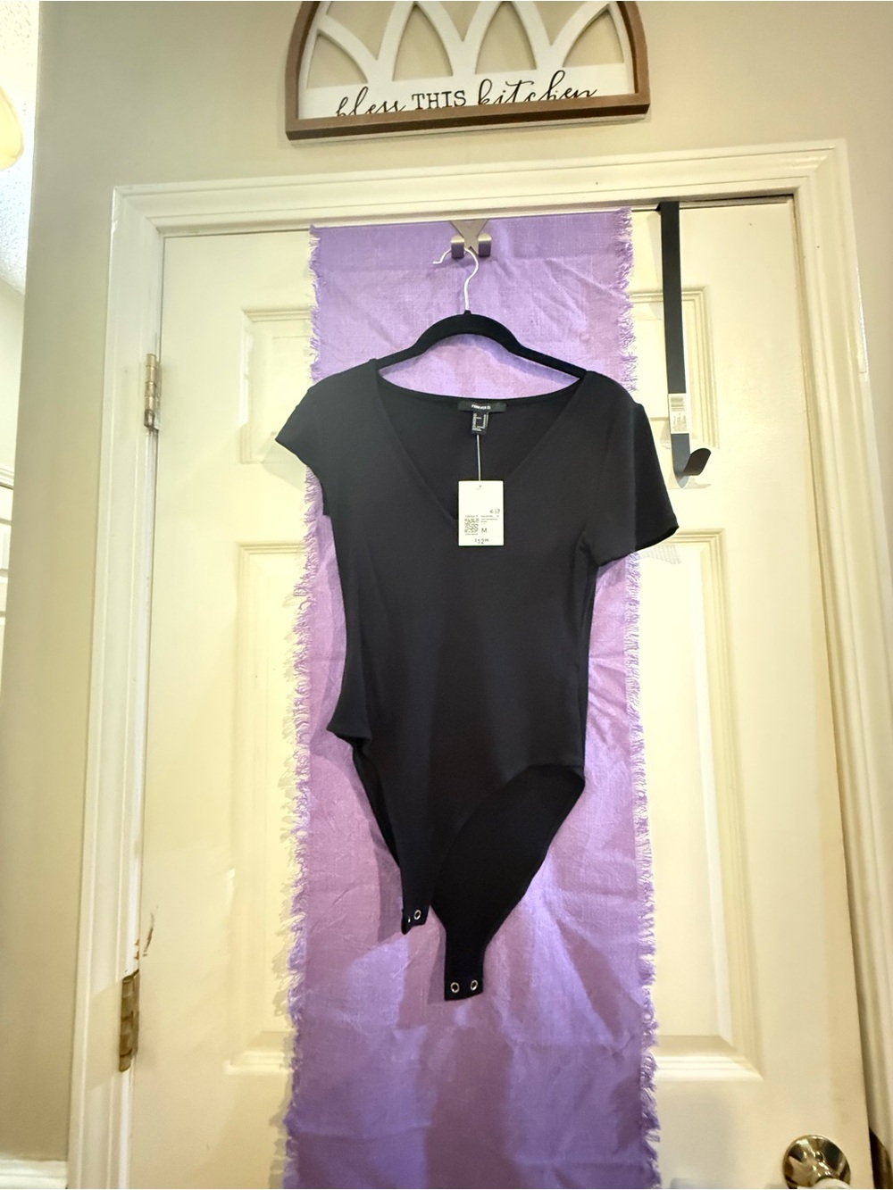 Forever 21 Black V-Neck Short Sleeve Bodysuit